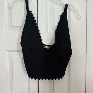 Free People Intimately Black Scalloped Edge Tank Top